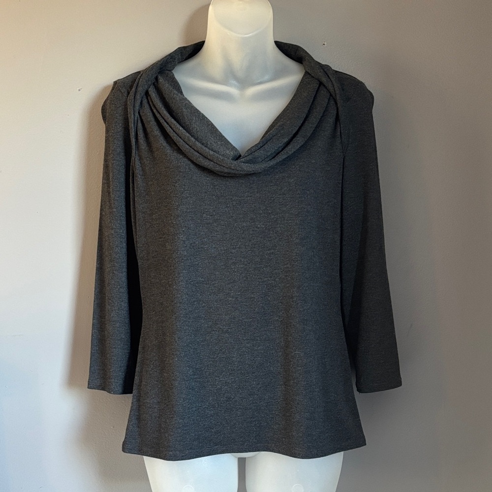 Etcetera charcoal gray cowl neck top * sz MED